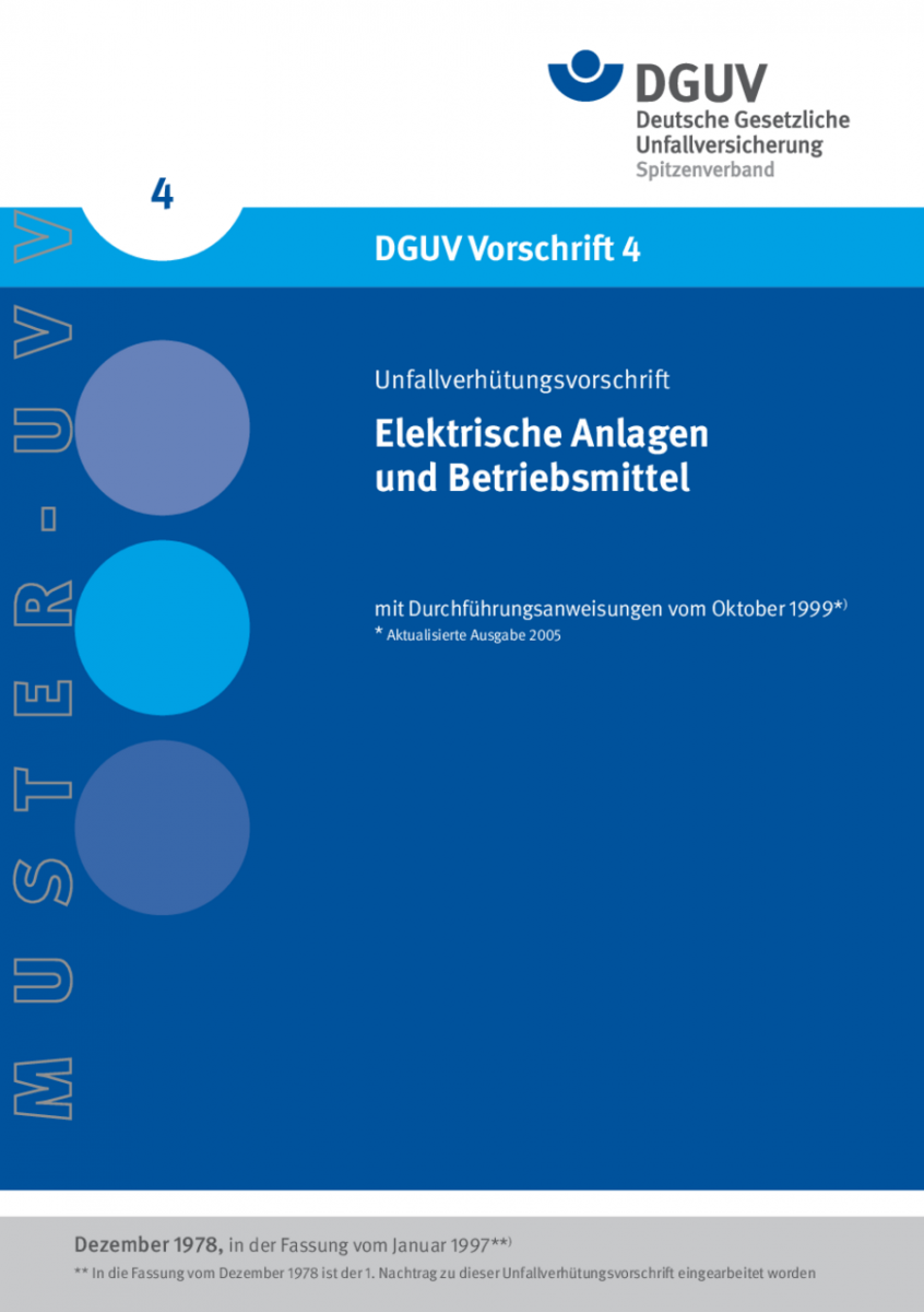 Elektrische Anlagen Und Betriebsmittel Dguv Vorschriften Regelwerk