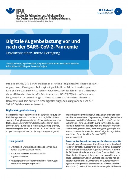 IPA Aktuell 22: Digitale Augenbelastung vor und nach der SARS-CoV-2-Pandemie
