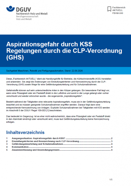 FBHM-049: Aspirationsgefahr durch KSS Regelungen durch die CLP-Verordnung (GHS)