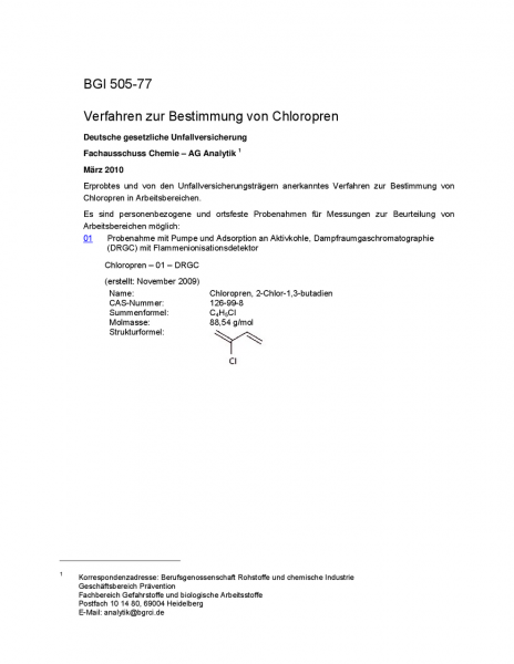 Verfahren zur Bestimmung von Chloropren