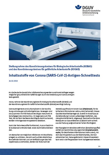 Inhaltsstoffe von Corona (SARS-CoV-2)-Antigen-Schnelltests – Stellungnahme des Koordinierungskreises