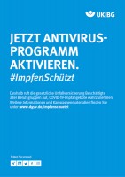Plakat #ImpfenSchützt, Motiv  „Antivirusprogramm“ (UK|BG) Hochformat