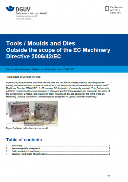 FBHM-068: Tools / Moulds and Dies - Outside the scope of the EC Machinery Directive 2006/42/EG