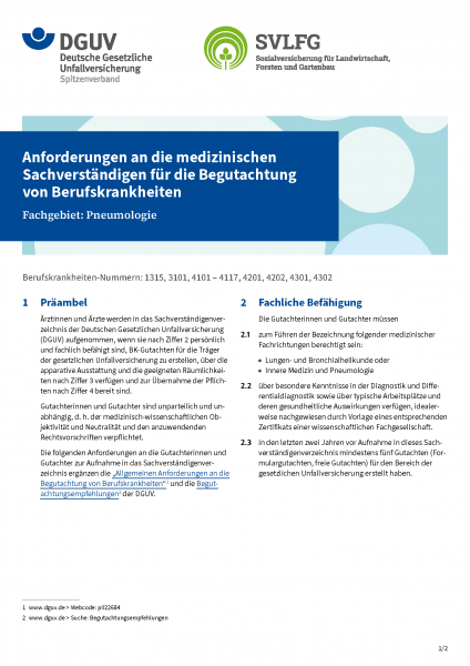 Begutachtung von Berufskrankheiten Fachgebiet: Pneumologie