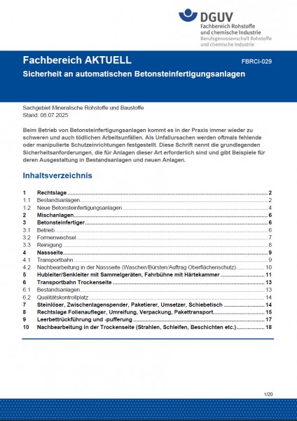 FBRCI-029: Sicherheit an automatischen Betonsteinfertigungsanlagen