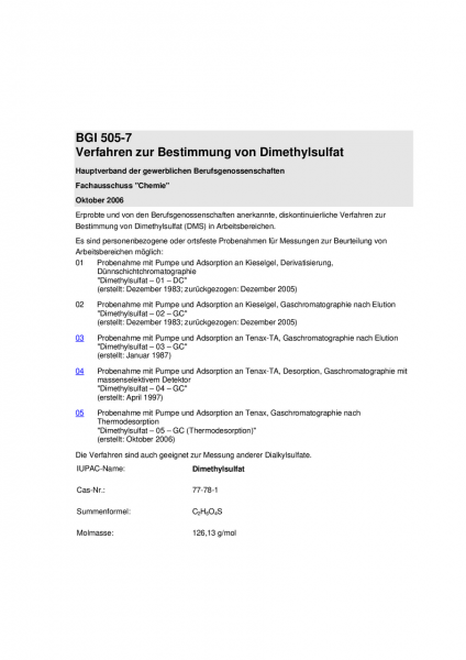 Verfahren zur Bestimmung von Dimethylsulfat