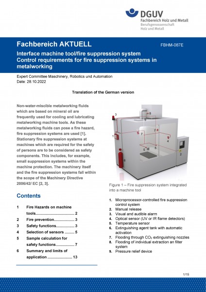 FBHM-087E „Interface machine tool/fire suppression system - control requirements for fire suppressio
