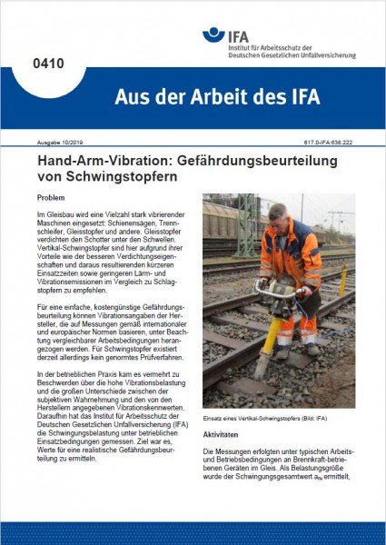 Hand-Arm-Vibration: Gefährdungsbeurteilung von Schwingstopfern (Aus der Arbeit des IFA 0410)