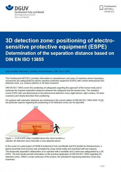 FBHM-072: 3D detection zone: positioning of electro-sensitive protective equipment (ESPE) - Determin