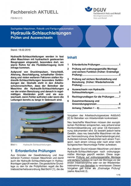 FBHM-015 „Hydraulik-Schlauchleitungen Prüfen und Auswechseln“