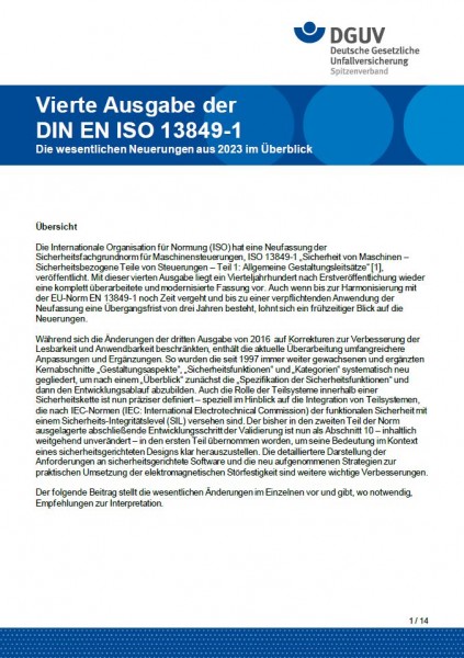 Vierte Ausgabe der DIN EN ISO 13849-1 - Die wesentlichen Neuerungen aus 2023 im Überblick