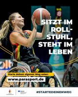 Kampagne „Starte deinen Weg“ (Motiv: Rollstuhlbasketball)