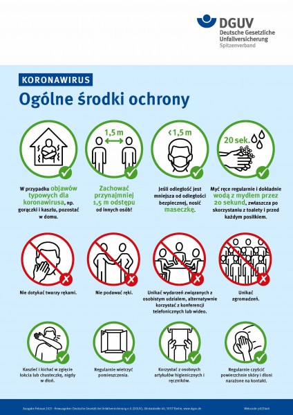 Koronawirus - Ogólne środki ochrony (Coronavirus - Allgemeine Schutzmaßnahmen in polnischer Sprache)