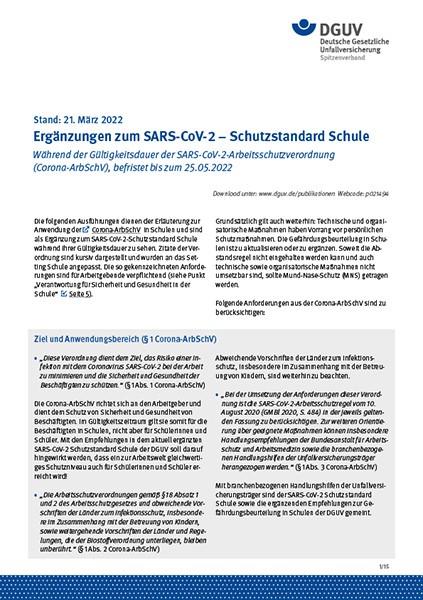 SARS-CoV-2 – Schutzstandard Schule