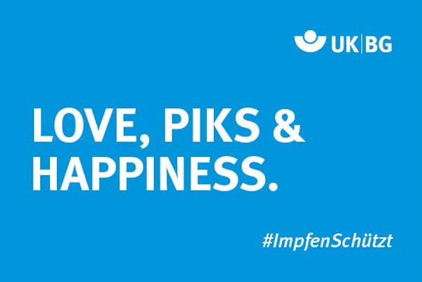 Motiv #ImpfenSchützt, „Love, Piks &amp; Happiness“ (UK|BG)