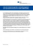 Liste der krebserzeugenden, keimzellmutagenen und reproduktionstoxischen Stoffe (KMR-Stoffe)
