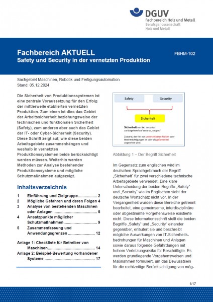 FBHM-102: Safety und Security in der vernetzten Produktion