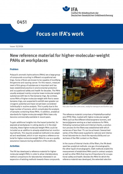 New reference material for higher-molecular-weight PAHs at workplaces (Focus on IFA´s work Nr. 0451)