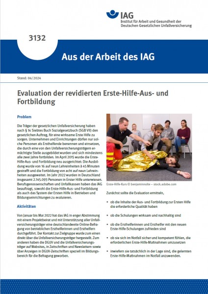 Evaluation der revidierten Erste-Hilfe-Aus- und Fortbildung (Aus der Arbeit des IAG Nr. 3132)