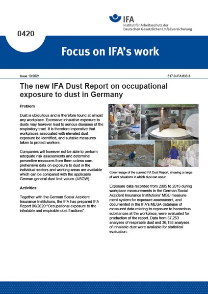 The new IFA Dust Report on occupational exposure to dust in Germany (Focus on IFA&#039;s work 0420)