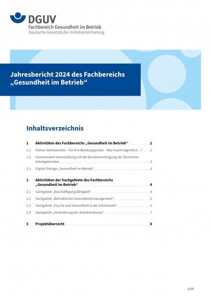 Jahresbericht 2024 des Fachbereichs „Gesundheit im Betrieb“