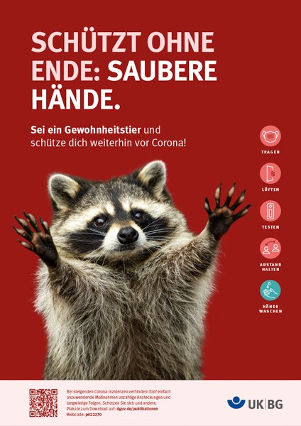 Plakat Gewohnheitstier, Motiv „Händewaschen“ (Hochformat)