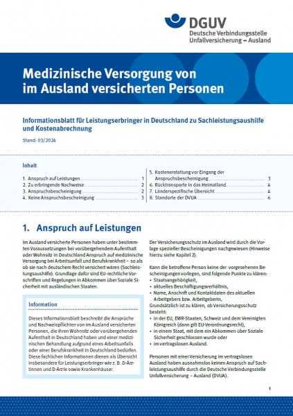 Medizinische Versorgung von im Ausland versicherten Personen in Deutschland und Kostenabrechnung - S