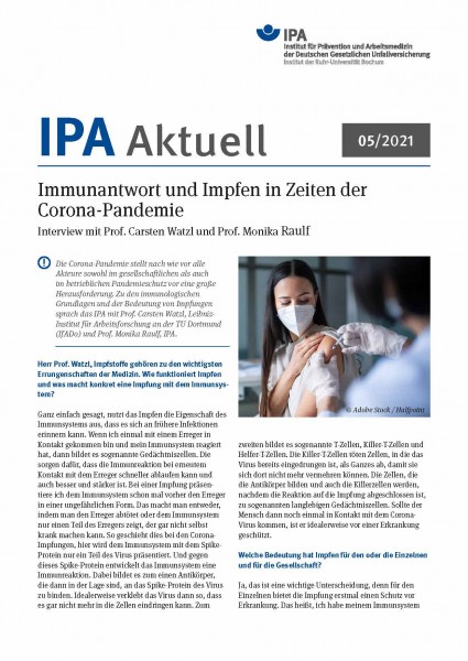 IPA Aktuell 05/2021 „Immunantwort und Impfen in Zeiten der Corona-Pandemie“