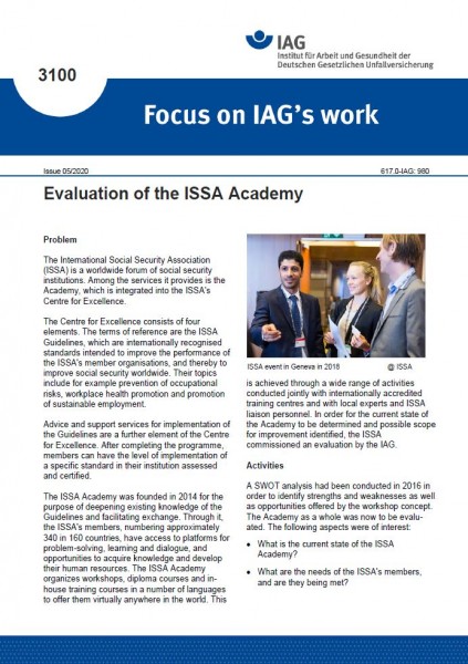 Evaluation of the ISSA Academy (Focus on IAG´s work 3100)