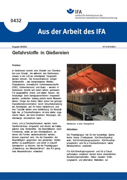 Gefahrstoffe in Gießereien (Aus der Arbeit des IFA Nr. 0432)