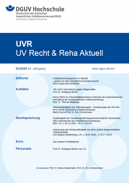 UVR - UV Recht &amp; Reha Aktuell (Ausgabe 03/2026)