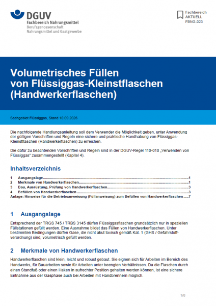 FBNG-023: Volumetrisches Füllen von Flüssiggas-Kleinstflaschen (Handwerkerflaschen)