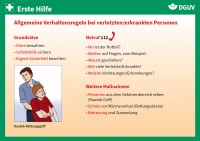Erste Hilfe Karte: Allgemeine Verhaltensregeln