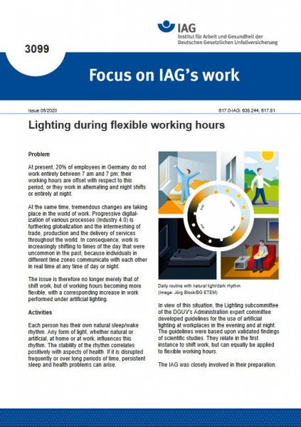 Lighting during flexible working hours (Focus on IAG´s work IAG 3099)