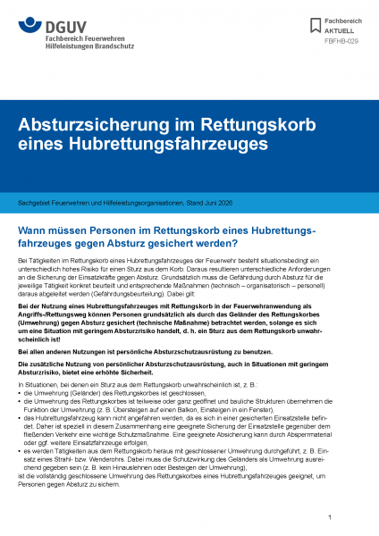 FBFHB-029: Absturzsicherung im Rettungskorb eines Hubrettungsfahrzeuges