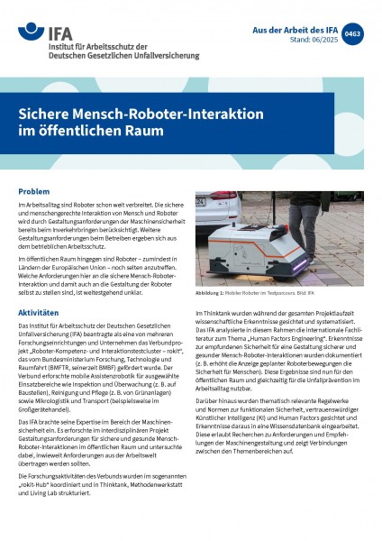 Sichere Mensch-Roboter-Interaktion im öffentlichen Raum (Aus der Arbeit des IFA Nr. 0463)