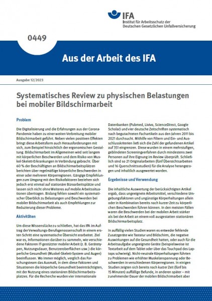 Systematisches Review zu physischen Belastungen bei mobiler Bildschirmarbeit (Aus der Arbeit des IFA