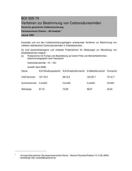 Verfahren zur Bestimmung von Carbonsäureamiden