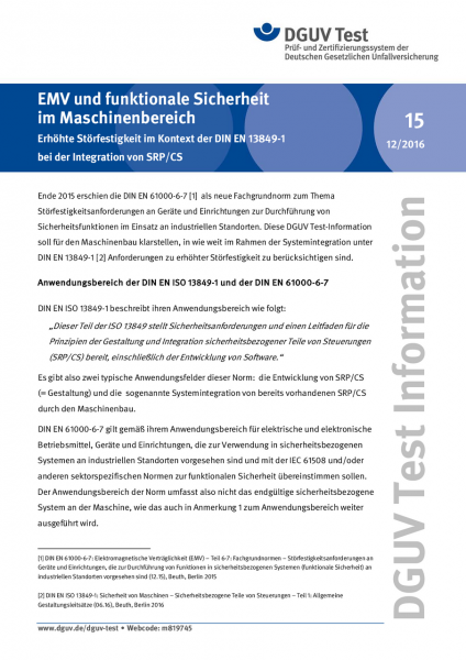 EMV und funktionale Sicherheit im Maschinenbereich