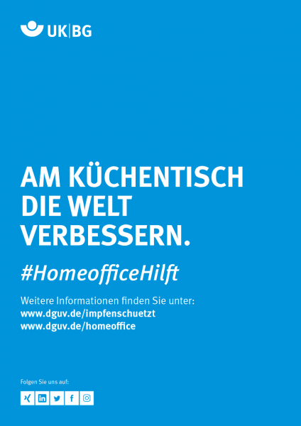 Anzeigenmotiv #HomeofficeHilft „Am Küchentisch die Welt verbessern.“