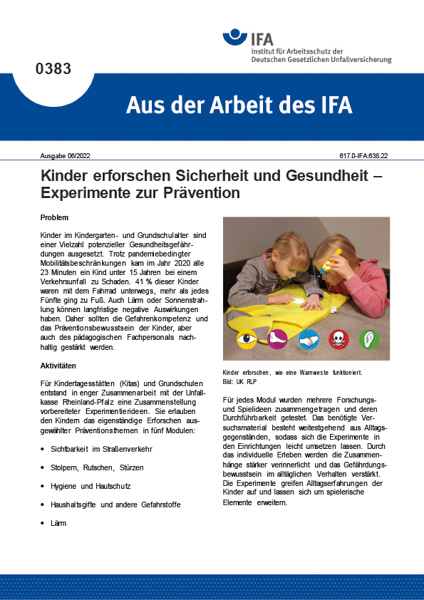 Aus Der Arbeit Des IFA | IFA | Forschung | DGUV Publikationen