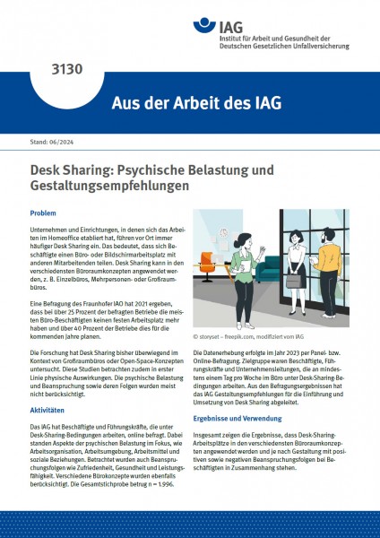 Desk Sharing: Psychische Belastung und Gestaltungsempfehlungen (Aus der Arbeit des IAG Nr. 3130)