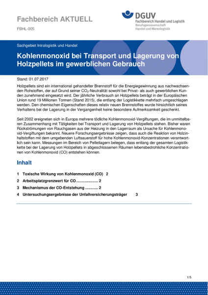 Fbhl 005 Kohlenmonoxid Bei Transport Und Lagerung Von - 