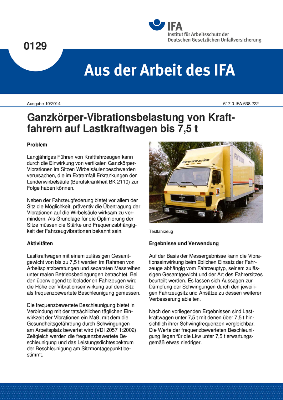 GanzkörperVibrationsbelastung von Kraftfahrern auf Lastkraftwagen bis