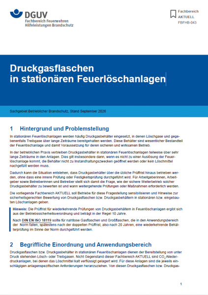 FBFHB-043: Druckgasflaschen in stationären Feuerlöschanlagen