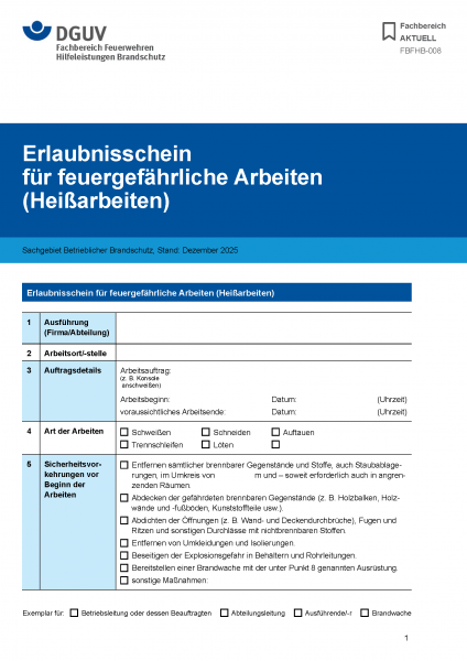 FBFHB-008: Erlaubnisschein für Schweiß-, Schneid-, Löt-, Auftau- und Trennschleifarbeiten
