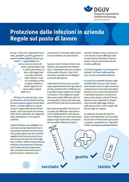 Betrieblicher Infektionsschutz - Regeln am Arbeitsplatz (italienisch)