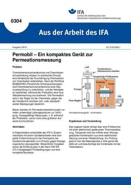 Permobil - Ein kompaktes Gerät zur Permeationsmessung. Aus der Arbeit des IFA Nr. 0304