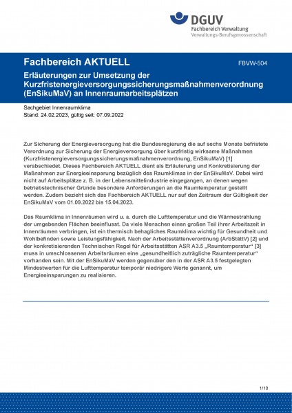 FBVW-504: Erläuterungen zur Umsetzung der Kurzfristenergieversorgungssicherungsmaßnahmenverordnung (