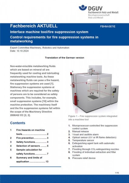 FBHM-087E: Interface machine tool/fire suppression system - control requirements for fire suppressio